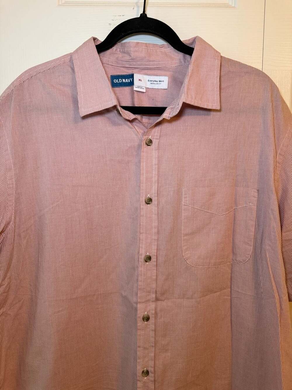 Old Navy Everyday Shirt Regular Fit Short Sleeve Gingham Button Down XL